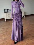 Holiday Wind Strapted Bow Wrinkled T-Shirt Skirt Set Low-Rise Net Yarn Skirt