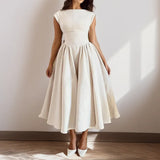 2025 French Pure Fashion Elegant Waist Thin Sleeveless Back Hollow