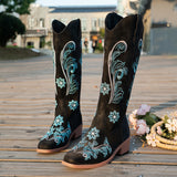 2025 Embroidered Coarse And Long-Sleet Women's Autumn And Winter New Fashion Knight Boots Embroidered Boots Women's