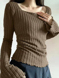 Square Neck Flare Sleeve Slim Knit- Outfit