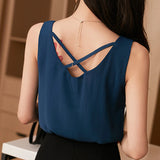 Women Shirt Chiffon Tank Tops Female Sleeveless Shirts Tops Woman White Pullover Blouse 2023 Fashio Woman Basic