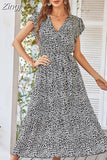 Women's Dresses Pink Dress Women Outfits Elegant Puff Sleeve Floral Dress Sexy V Neck Summer Dress Women