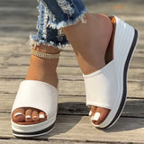 And Summer New Fish Mouth Slope And Slippers Women Wear Loose Cake Thick Bottom One-Word Drag Large Size Women Cold