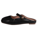 Flat-Bottomed Bun Head Half-Dragging Sandals Women Spring And Autumn High-End Summer Wearing Mary Jane Muller With Skirt Single