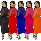 Zingj Fashion Women's Mesh Long Sleeve Solid Color Wrapped Breast Crop