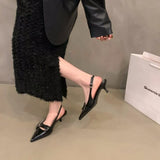 High-Heeled Shoes Red Bag Head Sandals Fairy Shoes 2025 New Spring And Summer Black French Pointed Single