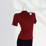 Zingj West Sister With The Same Wine Red Short-Sleeve T-Shirt Female Shoulder Chic Beautiful Small Shirt This Life Year Slim