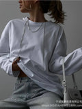 Spring And Autumn New Solid Color Long-Sleeved T-Shirt Women Hot BF Wind Lengthn Cotton Top