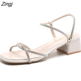 Summer Bling Woman Sandals Crystal Sexy Heels Shoes For Ladies Gold Narrow Band Sandalias mujer White Wedding