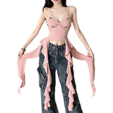 Zingj Summer New Women's Sweet And Spicy Department Youth Beautiful Girl Sling Wave Edge Small Vest-Outfit