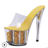 Zingj 2023 Summer New Model Shoes Super High Heels 17CM Thin Heel Waterproof Table Sandal Female Transparent