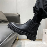 Zingj Boots Male Heighten Ankle Boots Platform Chelsea Boots High Top Men's Shoes Black And Velvet Leather Boots S52-Net Red