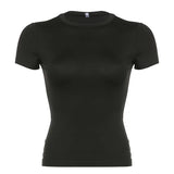 Simple Basic Round-Collar Short-Sleeved T-Shirt 2024 New Summer Ins Trend Solid Color Slim And Thin Casual