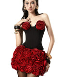New Red Brao Floral Dress Set Stylish Warm Party