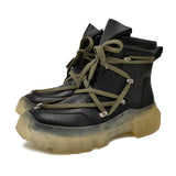 New Five-Pointed Star Shoes Men's Shoes Geometry High Help Short Boots Leather Martin Boots Beef Bottom