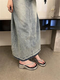 Flip-Flops Women Wear 2025 Summer Fashion Round Head Thick-Soled Casual Slippers With Skirt Temperament Women's