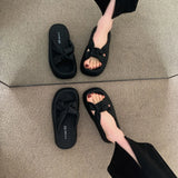 On The Foot Feeling Thick Bottom To Increase The Cool Slippers Women's Summer Wear Women's Shoes 2025 New Non-Tired Leisure