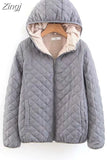 Women Autumn Winter Parkas Coat Jackets Female Lamb Hooded Plaid Long Sleeve Warm Winter Jacket S~3XL casaco