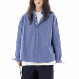 Zingj Blue Plaid Shirt Long Sleeves Men And Women Senior Sense Casual Loose All-Match Lovers Shirt Coat
