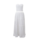 Zingj Temperament French Sweet Sexy Two-Piece 2023 Summer New Women's Wear A Word Shoulder Wipe Chest Half