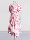 Fashion Sexy Suit 2025 New Breast-Wear Bubble Sleeve Short Top + Long Open Fork Half-Dress