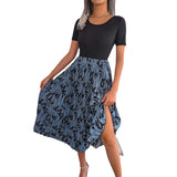 Wind Shooting Spring And Summer Leisure Leaves High Waist Hundred Folds Medium Long Dress Women's