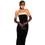 Women's Clothing 2025 Spring And Summer New Fashion Black And White Splicing Sexy Body Repair Kitted Thoracic