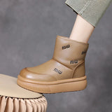 Cow Skin Thick Bottom Plus Velvet Warm Lamb Velvet Snow Boots Women's Shoes Winter New Retro Boots Age-Old Cotton