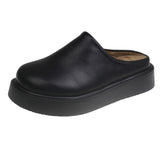 Thick Bottom Plus Velvet Bag Head Half Slippers Women 2025 Autumn And Winter New Fashion One-Legged Lazy Bunken