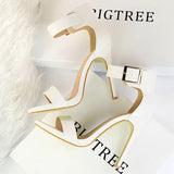 Shoes 2022 Women's Sandals Super High Heels Summer Women Shoes Fashion Metal Belt Buckle Heeled Sandals Sexy Party
