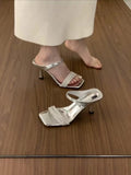 New French Fashion Drill Square Head With Sandals Female Piercings Goper Female Fine And High-Heeled Cool
