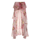 Vintage Crumbat Splicing Half-Body Skirt Holiday High-Waisted Thin A-Shaped Skirt New Mid-Long