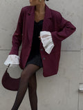 Style Splicing Free Hot Treatment Striped Small Blazer Female High-End