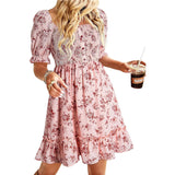 Women's Summer New New Ocean Bubble Bubble Sleeves Crush Flower Dresses Women's