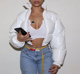 2022 Women's New Bright Noodles Bread Clothes Down Cotton Clothes Hot Style-Outfit