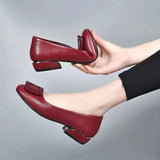Bean Shoes Women 2025 Summer New Korean Version Of The Shallow Mouth Mother Single Shoes Low Heel Buckle Professional Foot Single