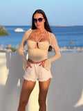 Top Sexy Mesh Corset Top Long Sleeve Tops Summer Party Flare Sleeve Top Fashion Woman Blouses 2023 Casual T-shirts with