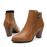 And Winter New Thick And Large Size Martin Boots Women High And Short Boots Side Zipper In Leather Boots Retro