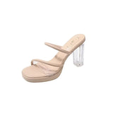 Women Wear The New Transparent Sandals In The Summer Of 2025 With Thick Heel Crystal And Cool Slippers Women's