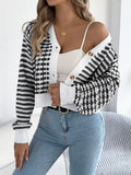 2025 Clam Striped Lantern Long-Sleeved Sweater Short Coat Women's