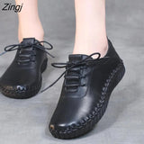 Newest Designer Woman Flats Breathable Sew Oxford Sneakers Women Casual Lace Up Split Hollow Moccasins Loafer