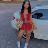 Sexy Chain Bandage Two Piece Set Summer Clothes Crop Top Mini Skirt Suit Club Outfits Vacation Matching Sets for
