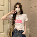 Zingj Girls Hollow Out Short T-Shirt Female Summer 2024 New Design Sense Slim Slim Short-Sleeved Student