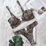 Zingj New Sexy Bikini Solid Color Strapless High Waist Swimsuit Metal Accessories Women's