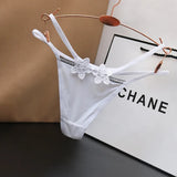 Ice Silk Slipless Low-Rise Thin Belt Thong Women's Hot Trousers Embroidery Squeal Cotton Net Lust