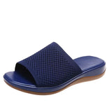 Sandals Women's 2025 Spring And Summer New Knitted Thick-Solle Beach Shoes Word Plus-Size Flat-Bottom Slippers
