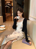 Xixi 2025 Spring New Temperament High-Waisted Sling Dress Print Pure Desire Vacation Dress Women