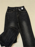 Fashion Flare Jeans Pants Women Y2k 2023 Streetwear High Waist Straight Pant Slim 90s Casual Female Career Long