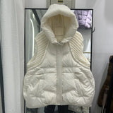 Autumn Winter New Down Jacket Female Vest Short Hooded Add Thick Knit Wool White Duck Velvet Vest Coat Tide-Outfit