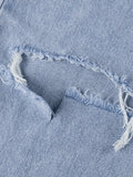 Blue Wash Straight Leg Knee Ripped Jeans- Outfit